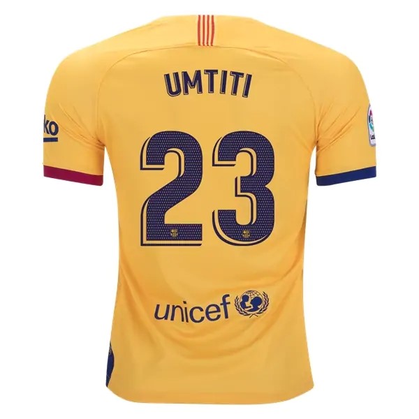 Camiseta Barcelona NO.23 Umtiti Segunda equipación 2019-2020 Amarillo